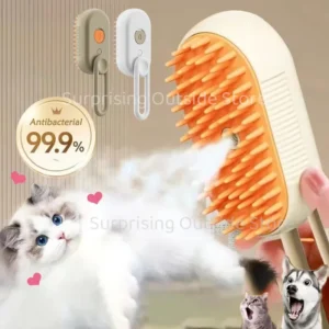Cat Dog Pet Spray Massage Brush 3 in 1 One Button Steam Spray Folding